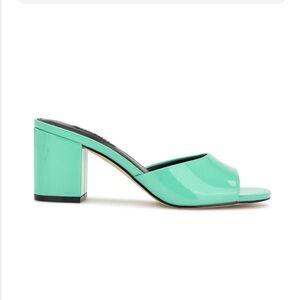 Nine West Mint Green Patent Block Heel Mules